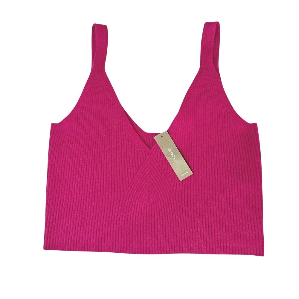NWT J.Crew Cashmere Cropped Sweater Tank Pink V-Neck Ribbed Size XL Elevated